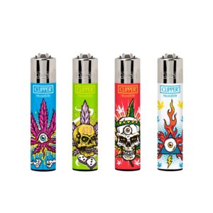 MECHERO CLIPPER CLASSIC LARGE PSYCHO LEAVES (DISPLAY 48 UDS)