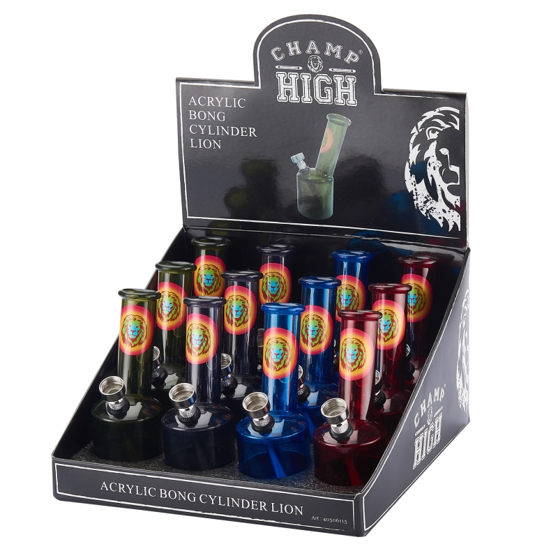 PIPA BONG CILINDRICO ACRILICO - 12 UDS - VARIOS COLORES - CHAMP HIGH