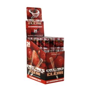 CYCLONES CLEAR STRAWBERRY (FRESA) (24 UNIDADES) * CONOS PREENROLLADOS