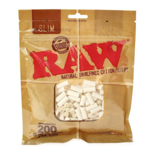 FILTROS RAW "SLIM" 100% ALGODON (200 UNIDADES) * PAPEL DE FUMAR RAW