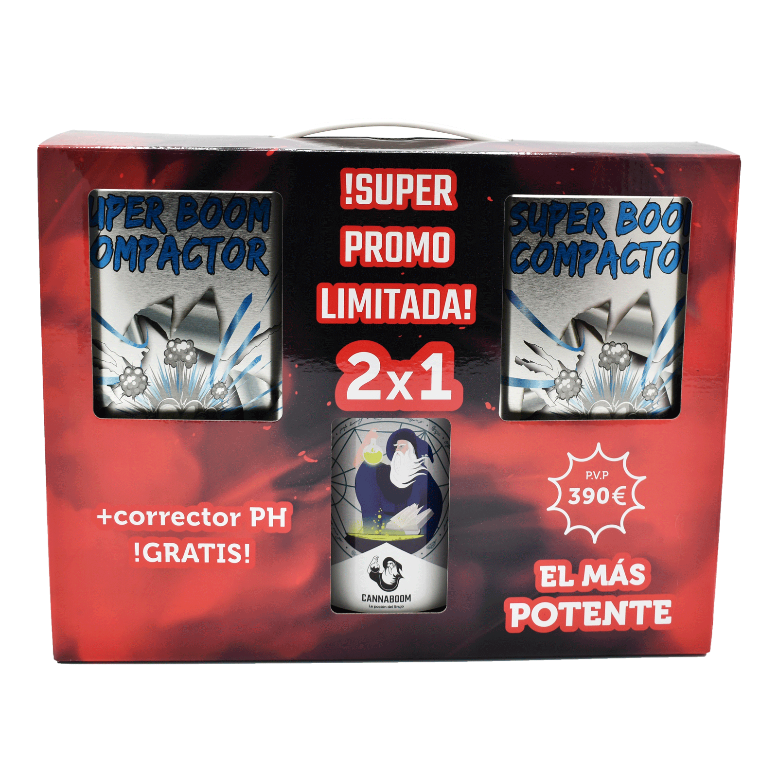 Pack 2×1 Super Boom Compactor 1390gr + Corrector PH 1000ml GRATIS